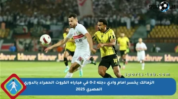 الزمالك يخسر أمام وادي دجلة 2-0 في مباراة الكروت الحمراء بالدوري المصري 2025